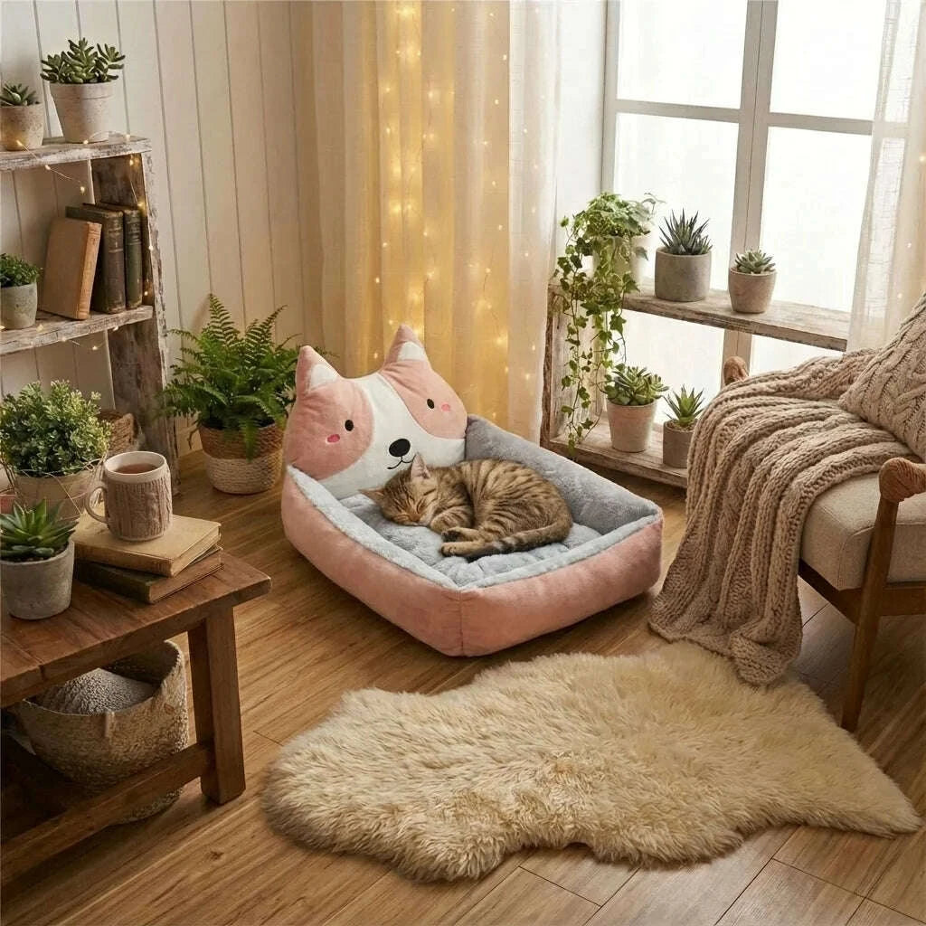 Panier pour grand chat, coloris rose et gris