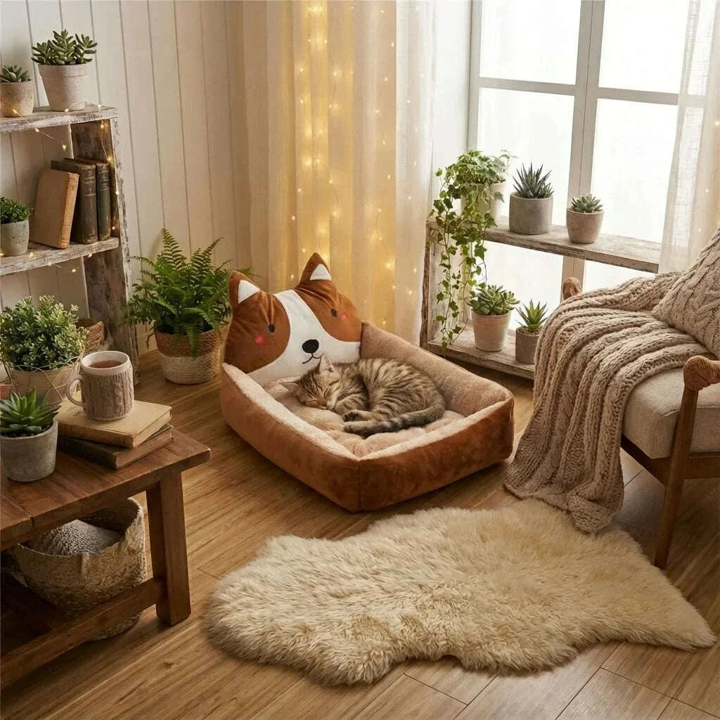 Grand panier pour chat spacieux et douillet