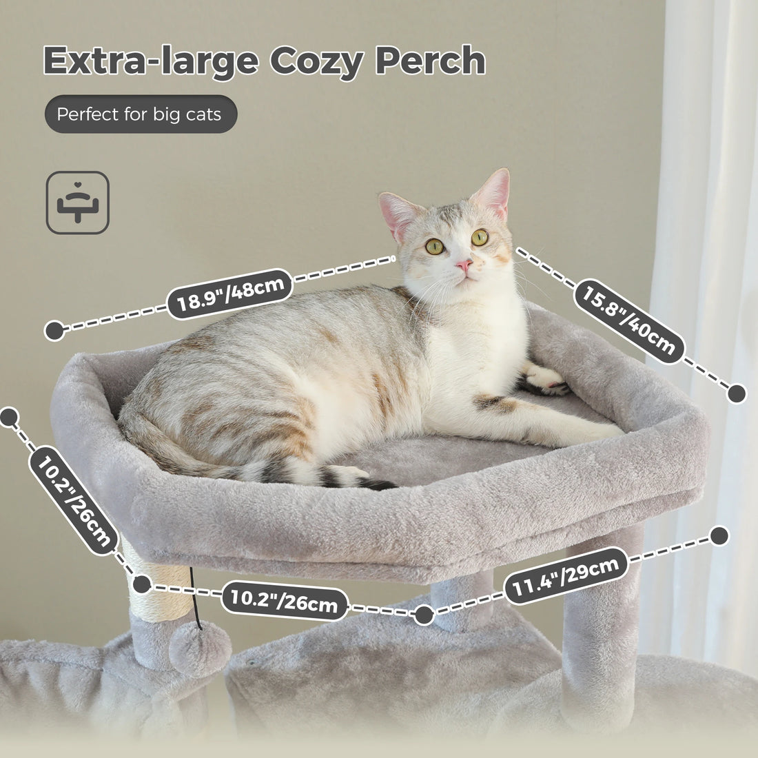 Arbre à chat d'angle avec panier suspendu