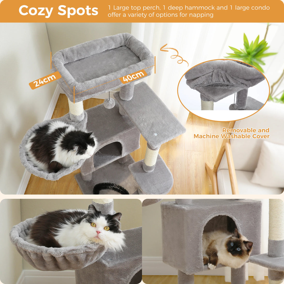 Arbre à chat niche arche avec hamac