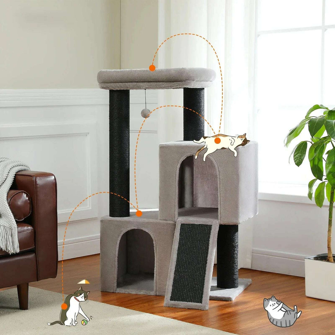 Arbre à chat design moderne, de profil