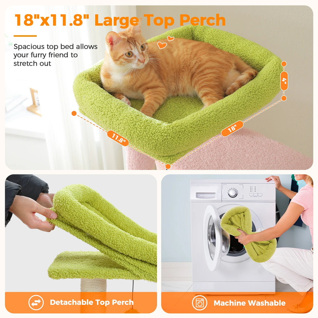 Arbre à chat d'angle avec panier suspendu