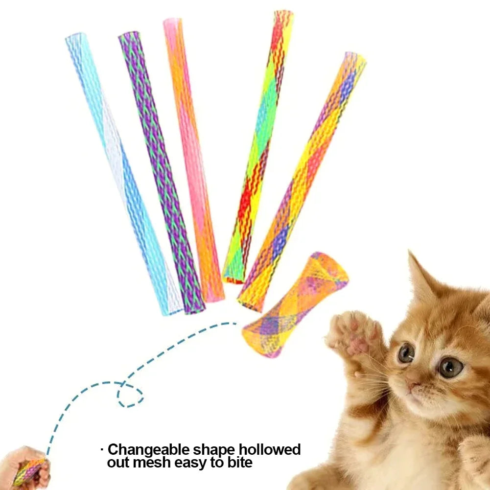 Tubes ressort colorés pour chat, lot de 10
