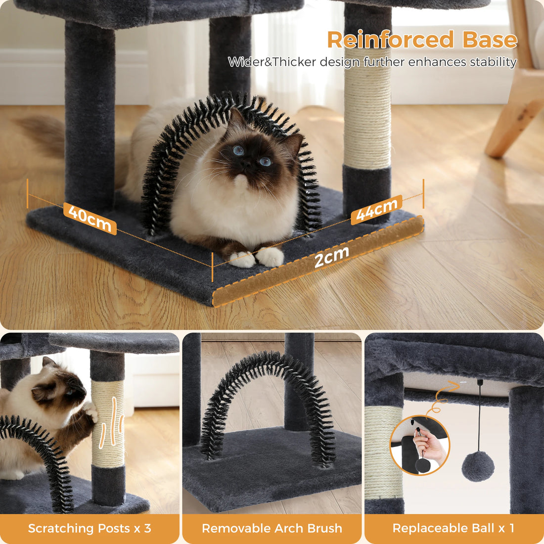 Arbre à chat blanc avec niche ronde