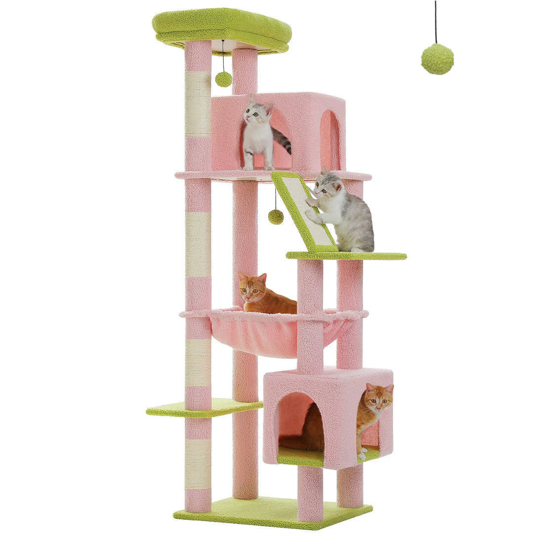 Arbre à chat d'angle avec panier suspendu