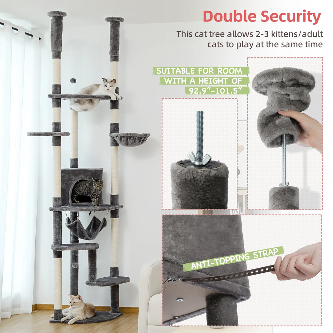 Arbre à chat télescopique multi-niveaux