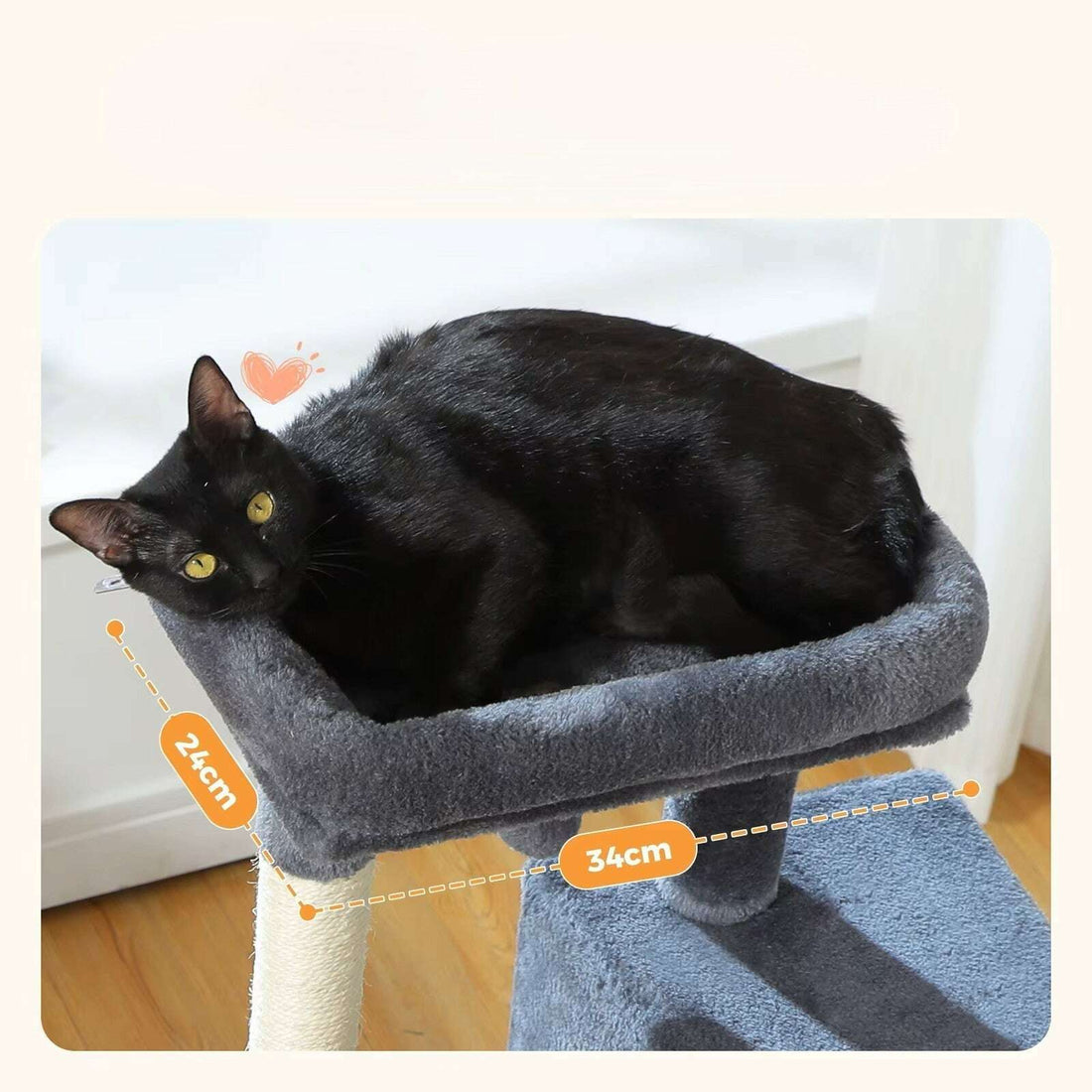 Arbre à chat en bois design, zone de repos en hauteur