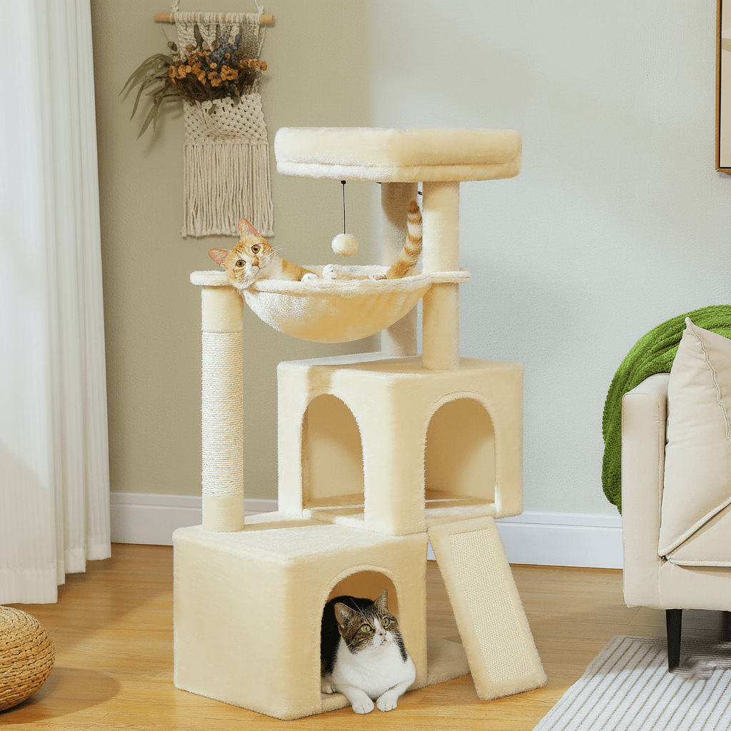 Arbre à chat Maine Coon solide, vue d'ensemble
