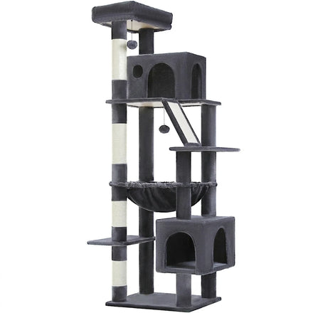 Arbre à chat 180 cm à deux grandes niches Gris anthracite