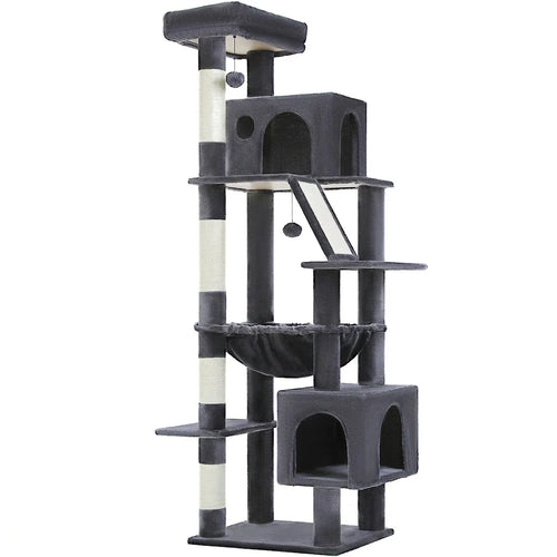 Arbre à chat 180 cm à deux grandes niches Gris anthracite
