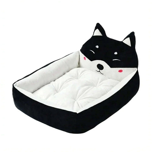 Panier noir douillet pour chat