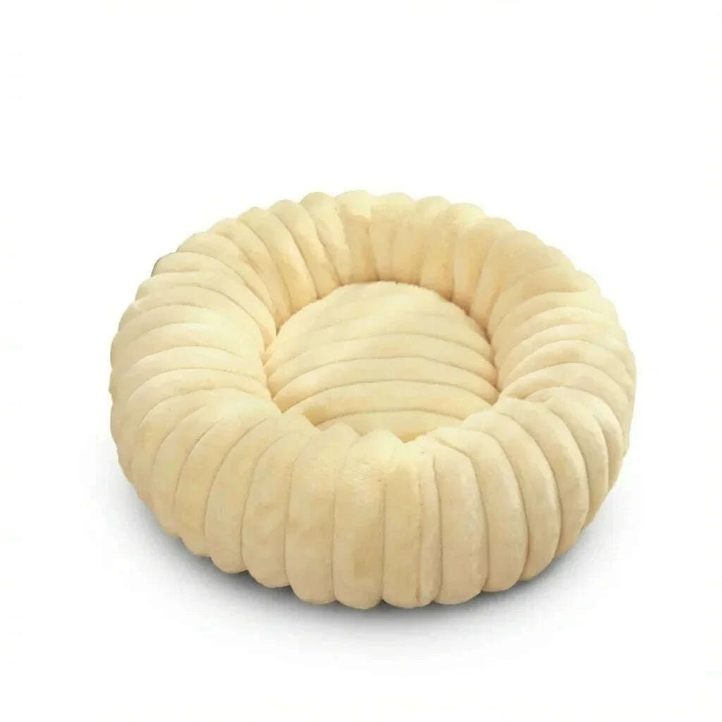 Panier pour chat beige, rond et moelleux