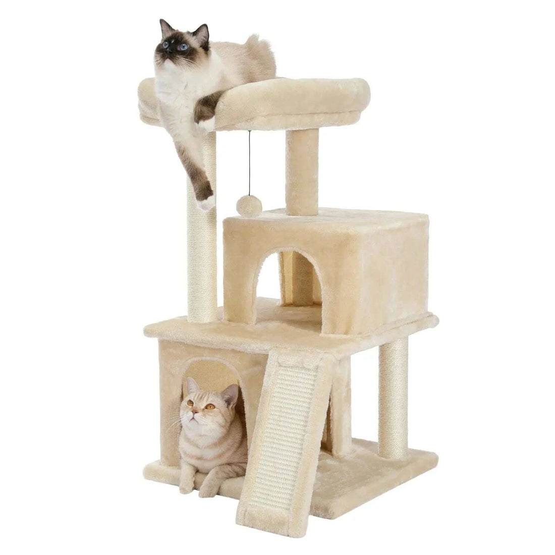 Arbre à chat tissu peluche, vue de face