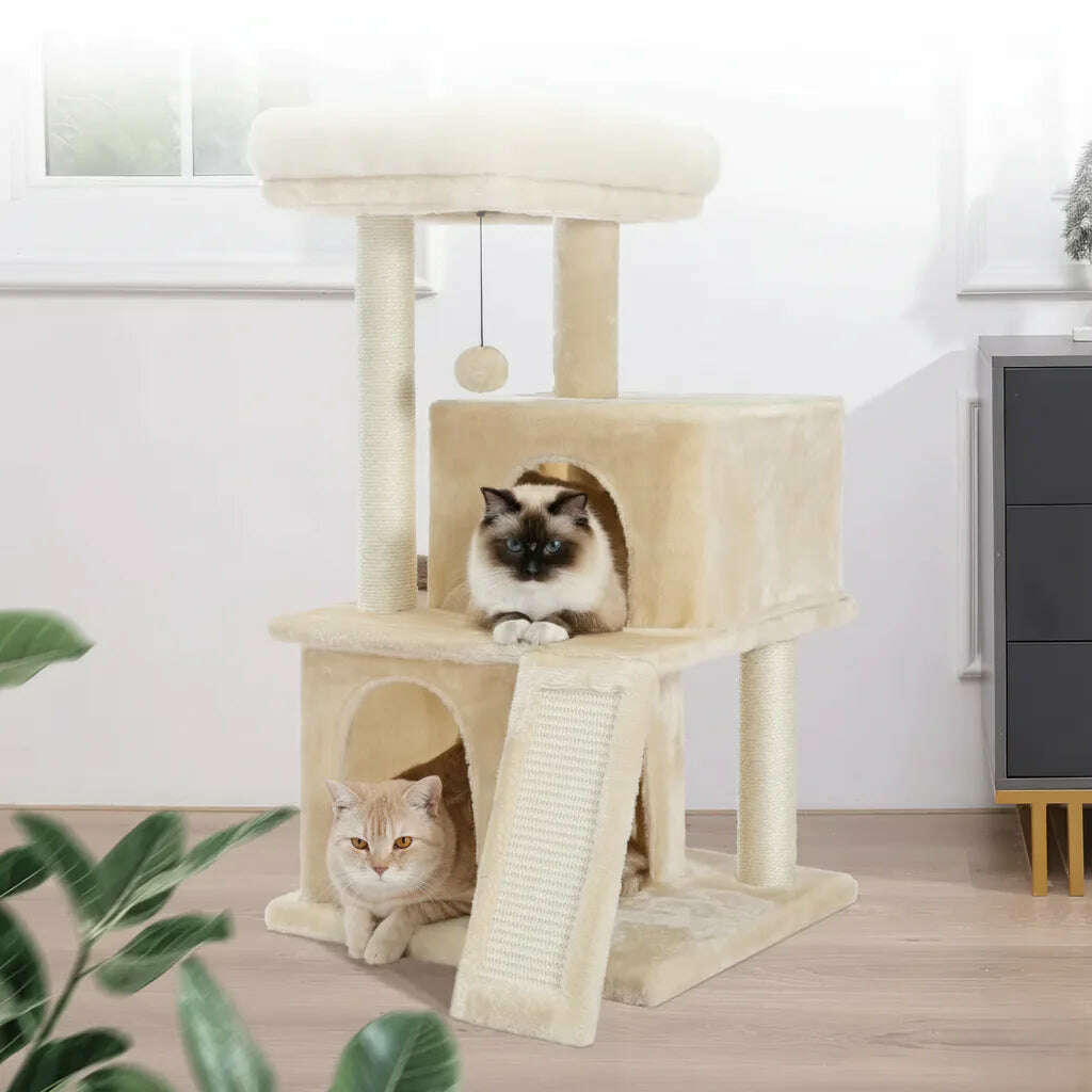 Arbre à chat tissu peluche, détail du sisal