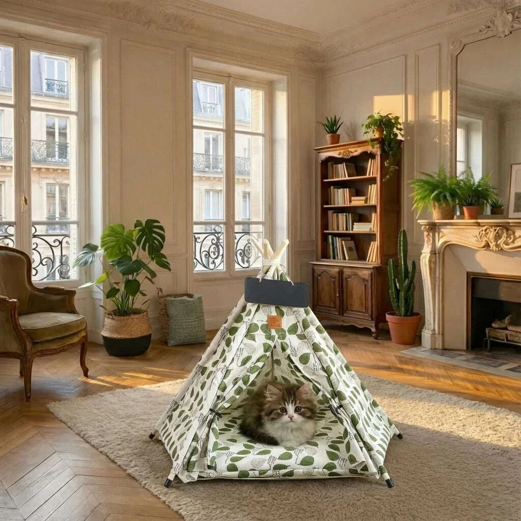 Tente pliable pour chat, chat à l'intérieur