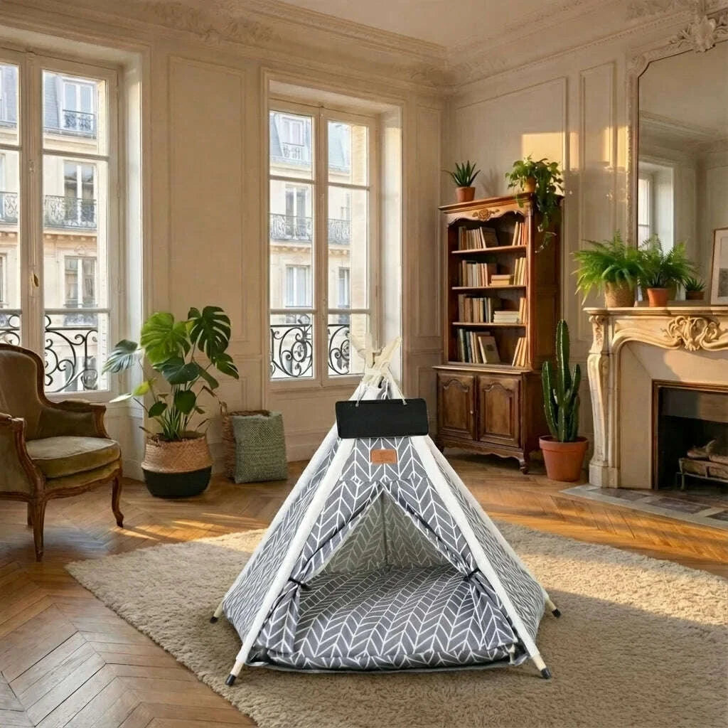Tente pour chat, en situation salon