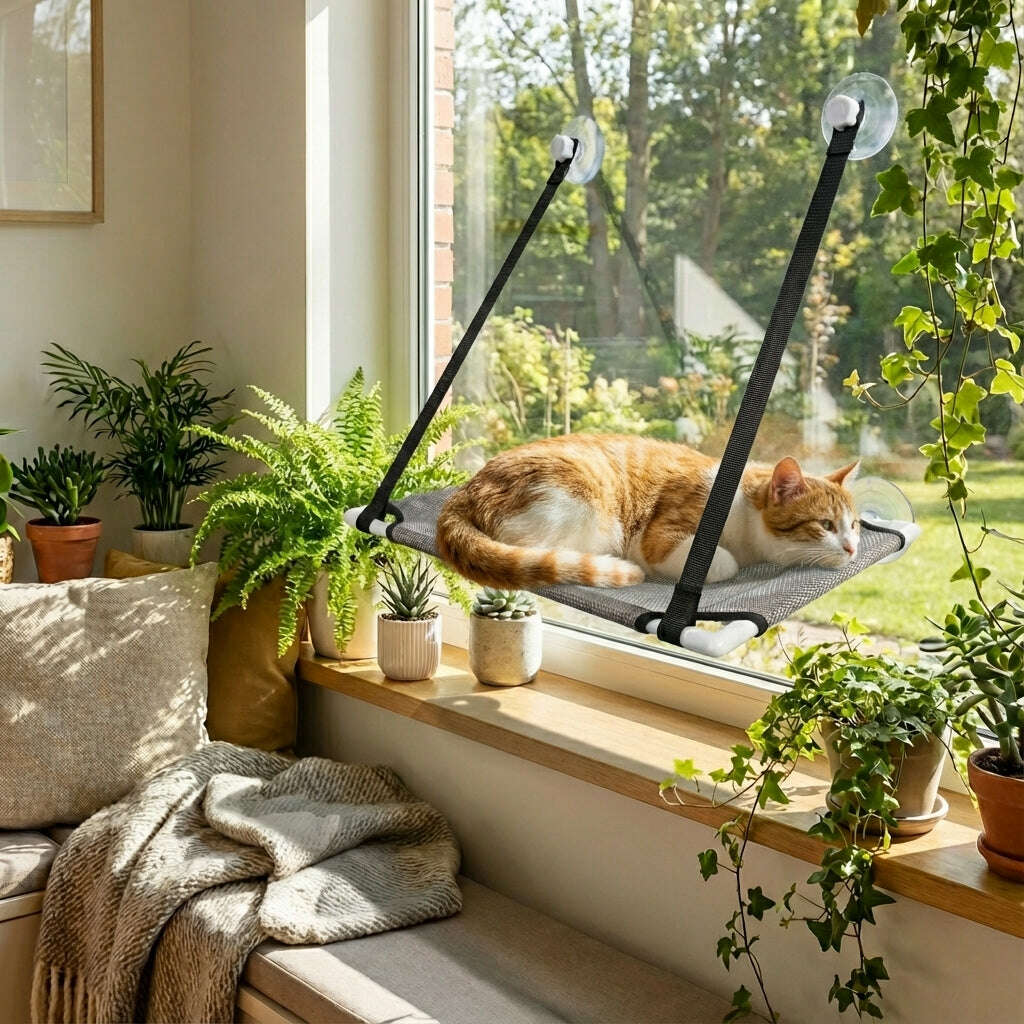 Lit de fenêtre pour chat, vue d'ensemble