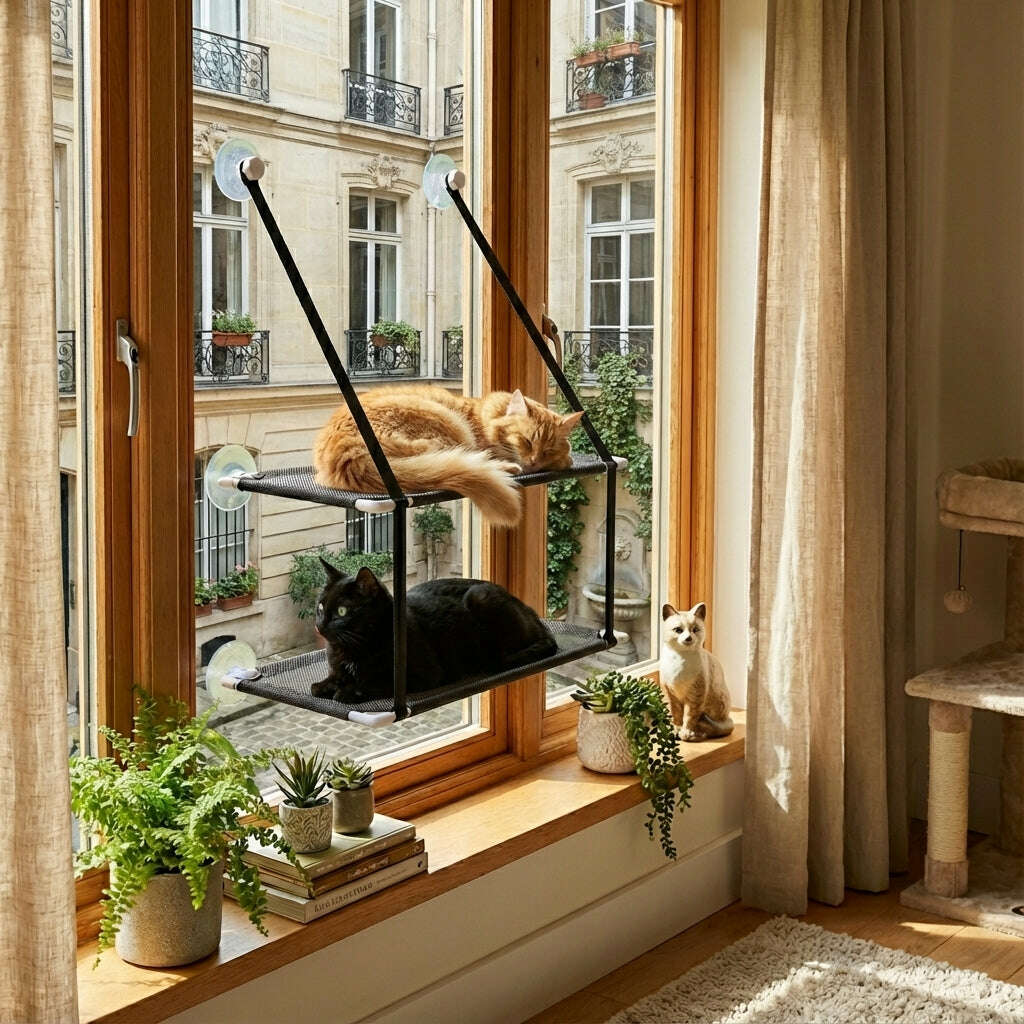Hamac de fenêtre pour Maine Coon, structure renforcée, vue d'ensemble