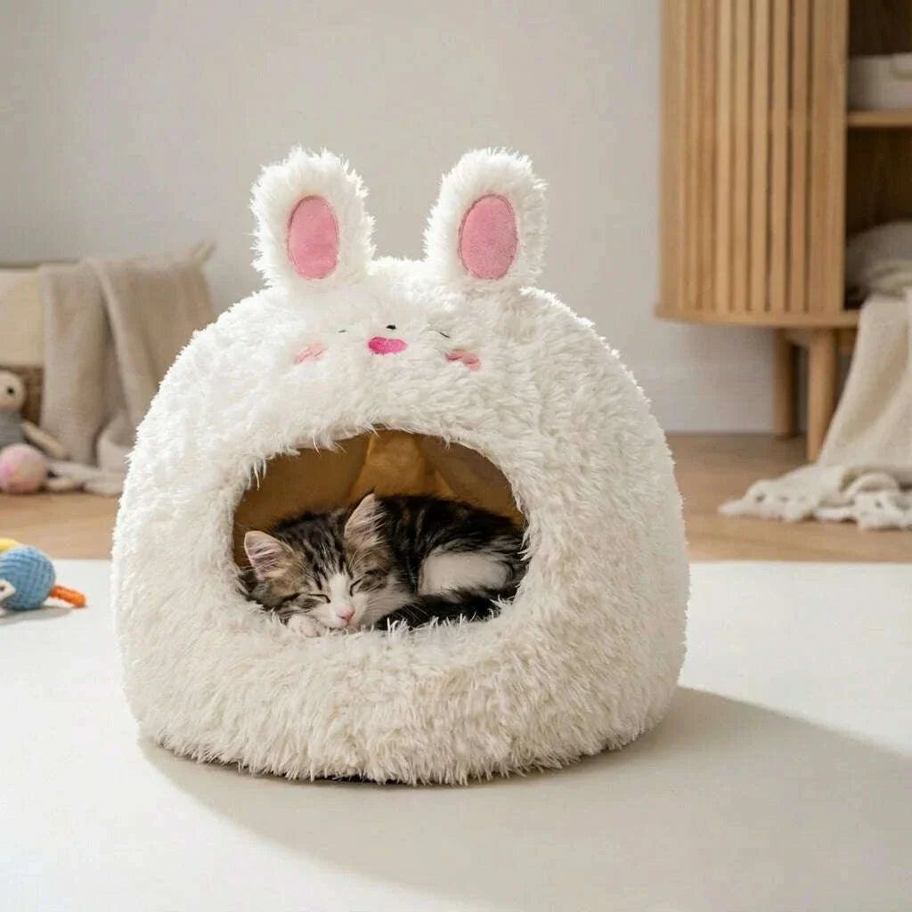Maison pour chat intérieur, en situation