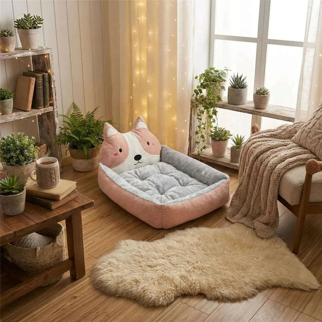 Panier pour grand chat, coloris rose et gris