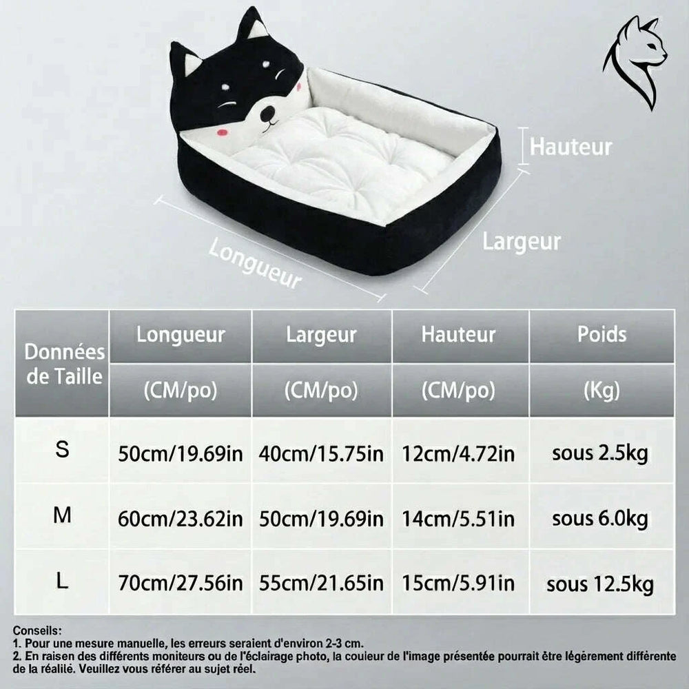 Cozy black cat bed, perspective view