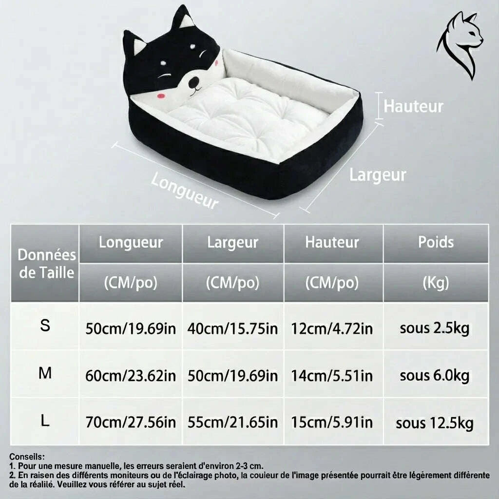 Cozy black cat bed, perspective view