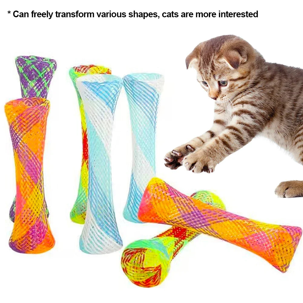 Tubes ressort colorés pour chat, lot de 10