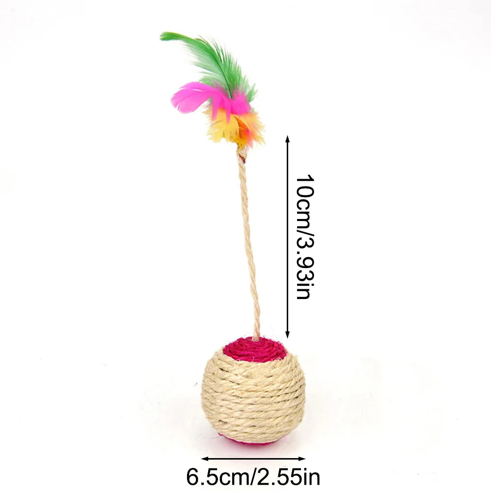 Balle en sisal à plumes pour chat