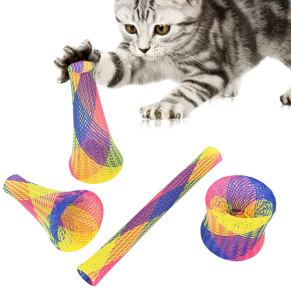 Tubes ressort colorés pour chat, lot de 10
