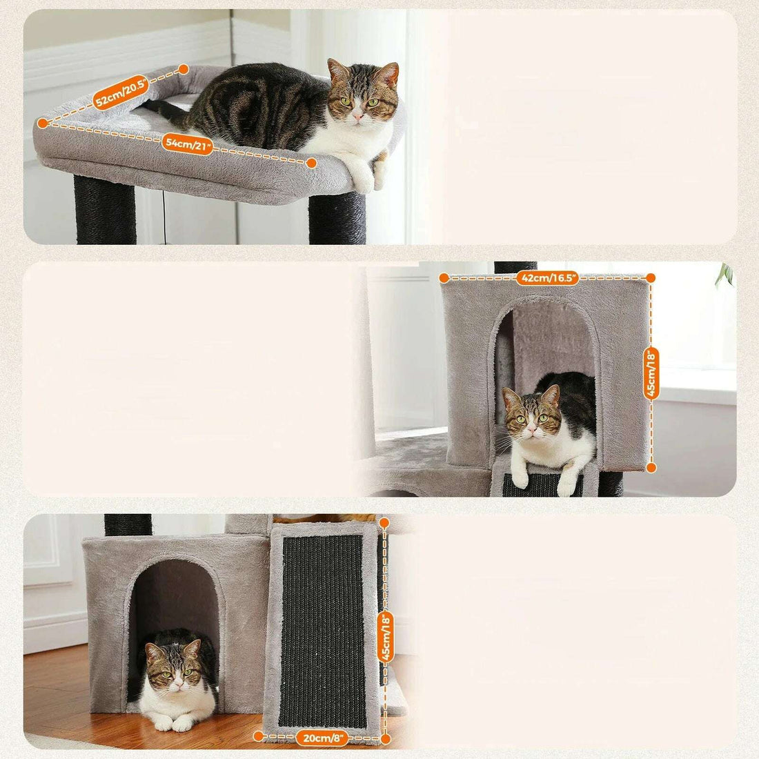 Arbre à chat design moderne, plateformes et griffoir sisal