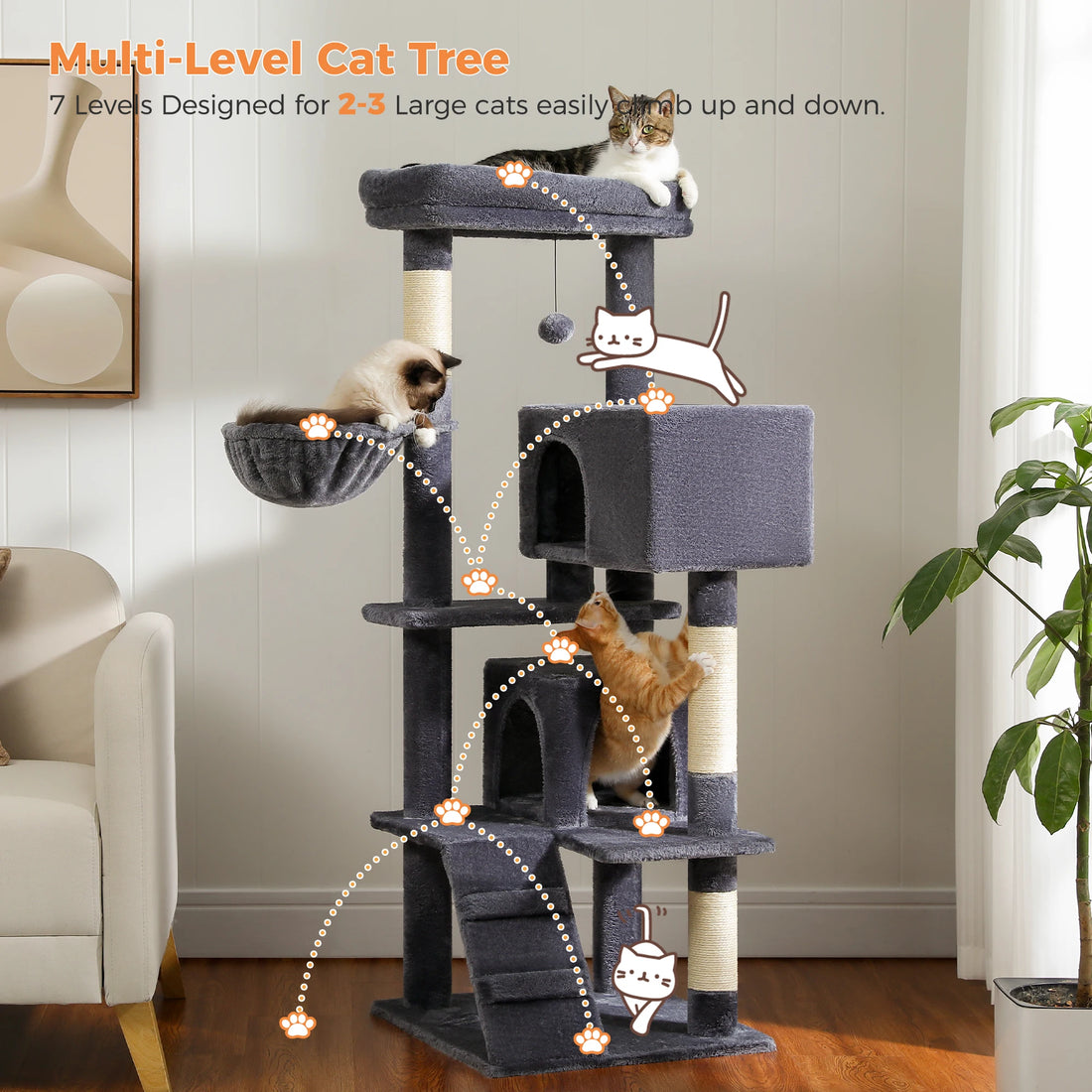Arbre à chat niche arche avec hamac