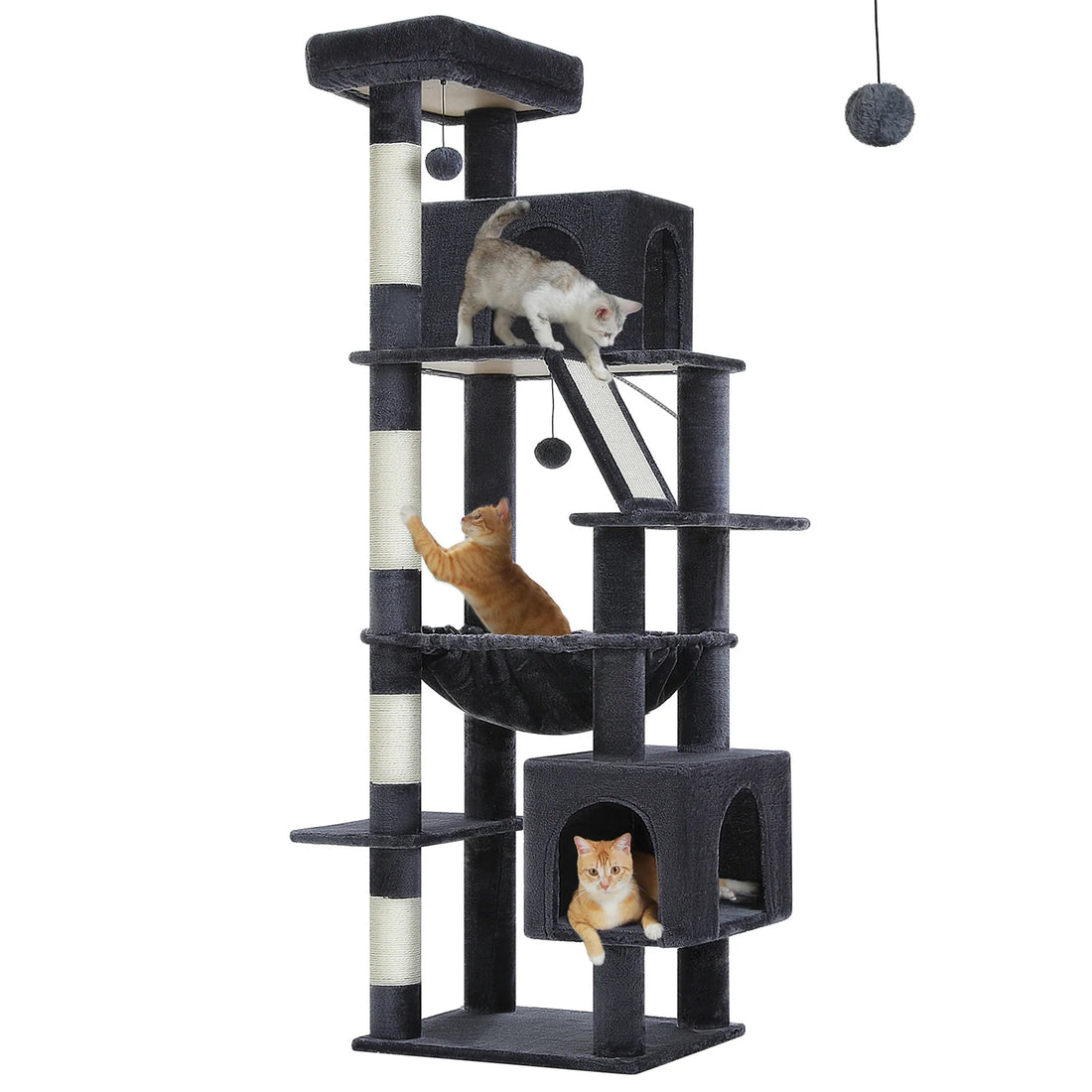 Arbre à chat d'angle avec panier suspendu