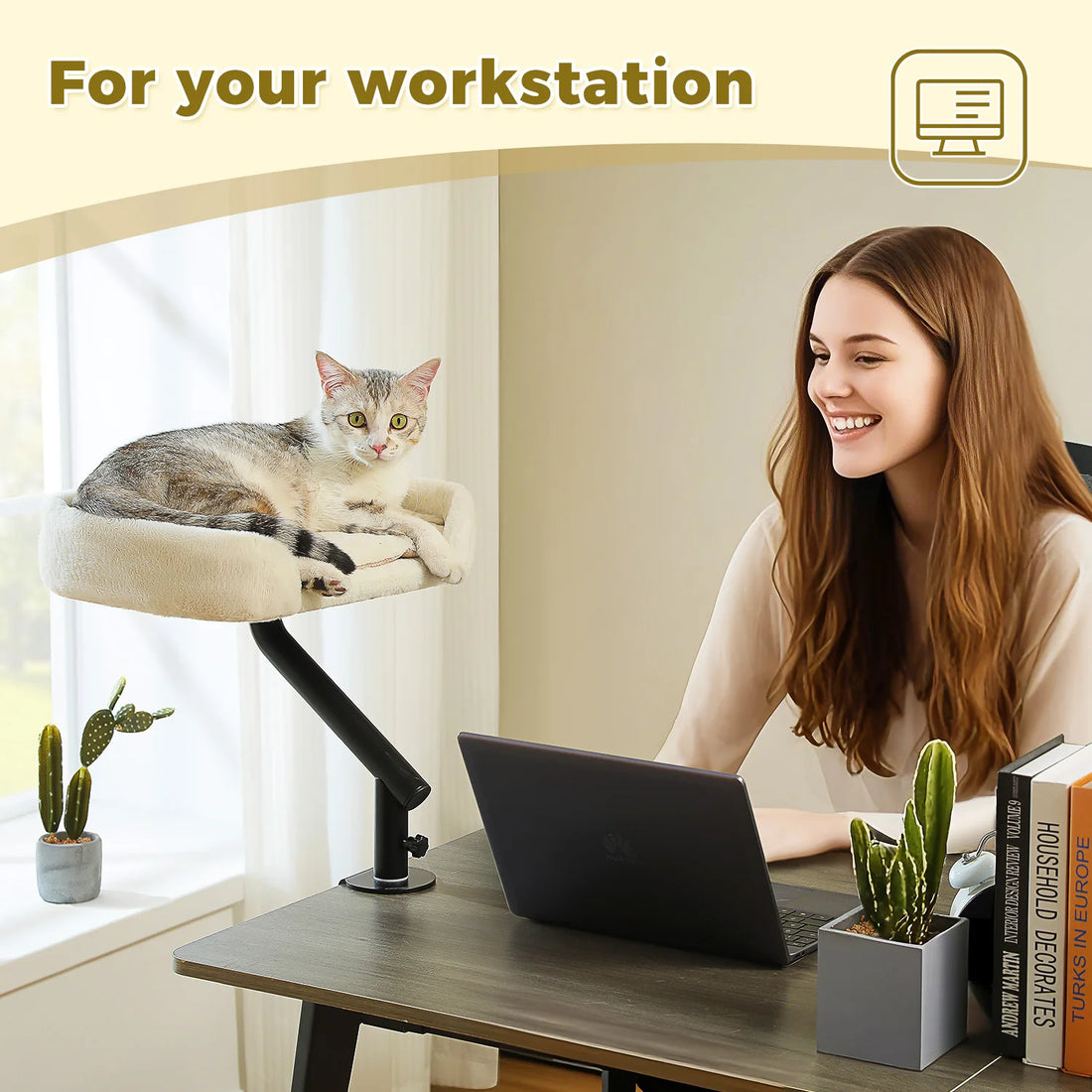 Plateau de bureau pour chat rotatif 360°