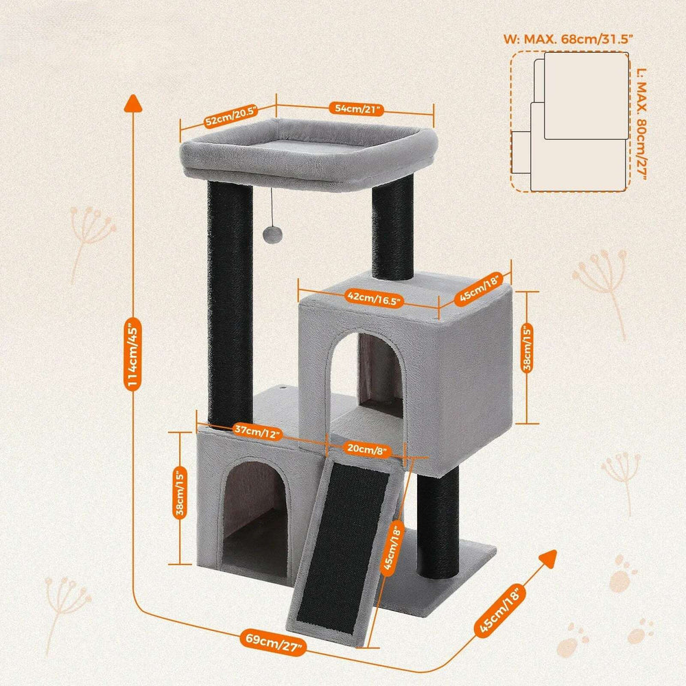 Arbre à chat design moderne, niche et hamac