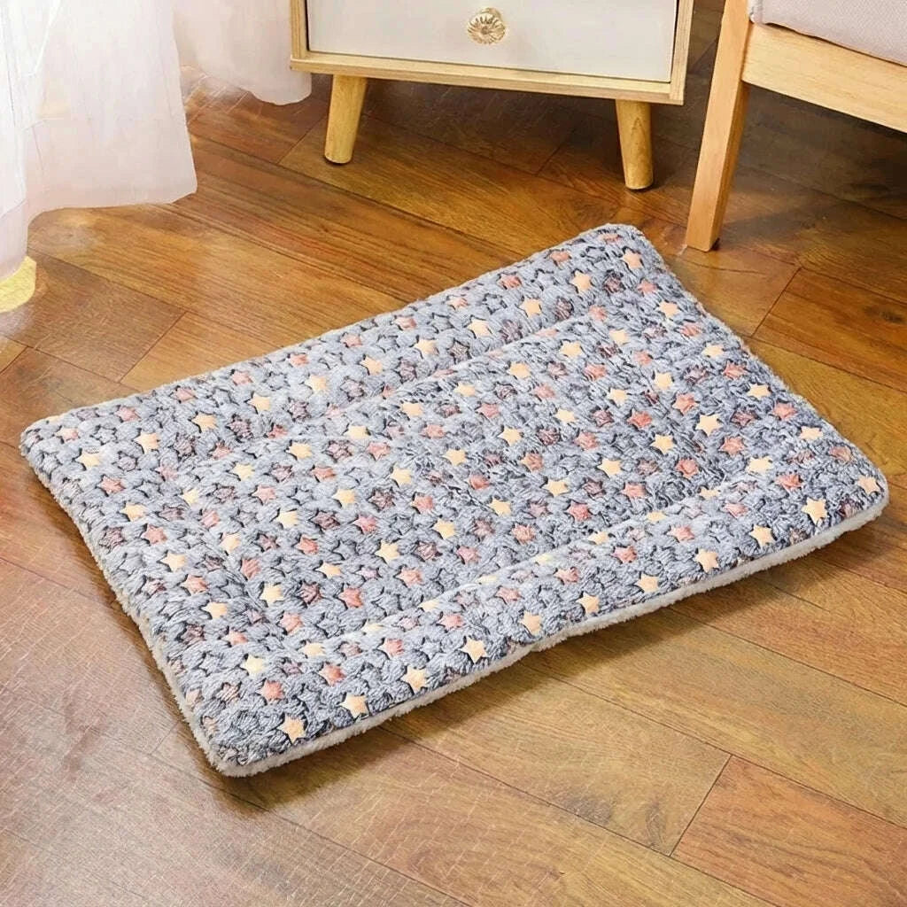 Tapis chaud pour chat à motif étoilé bleu