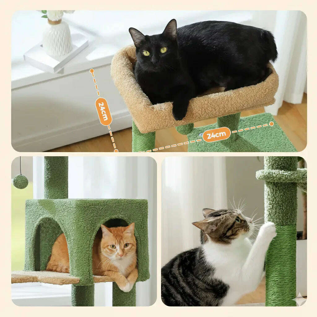 Arbre à chat design cactus, de profil