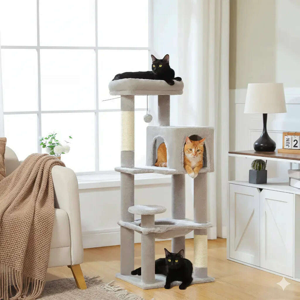 Arbre à chat en bois design, détail du sisal