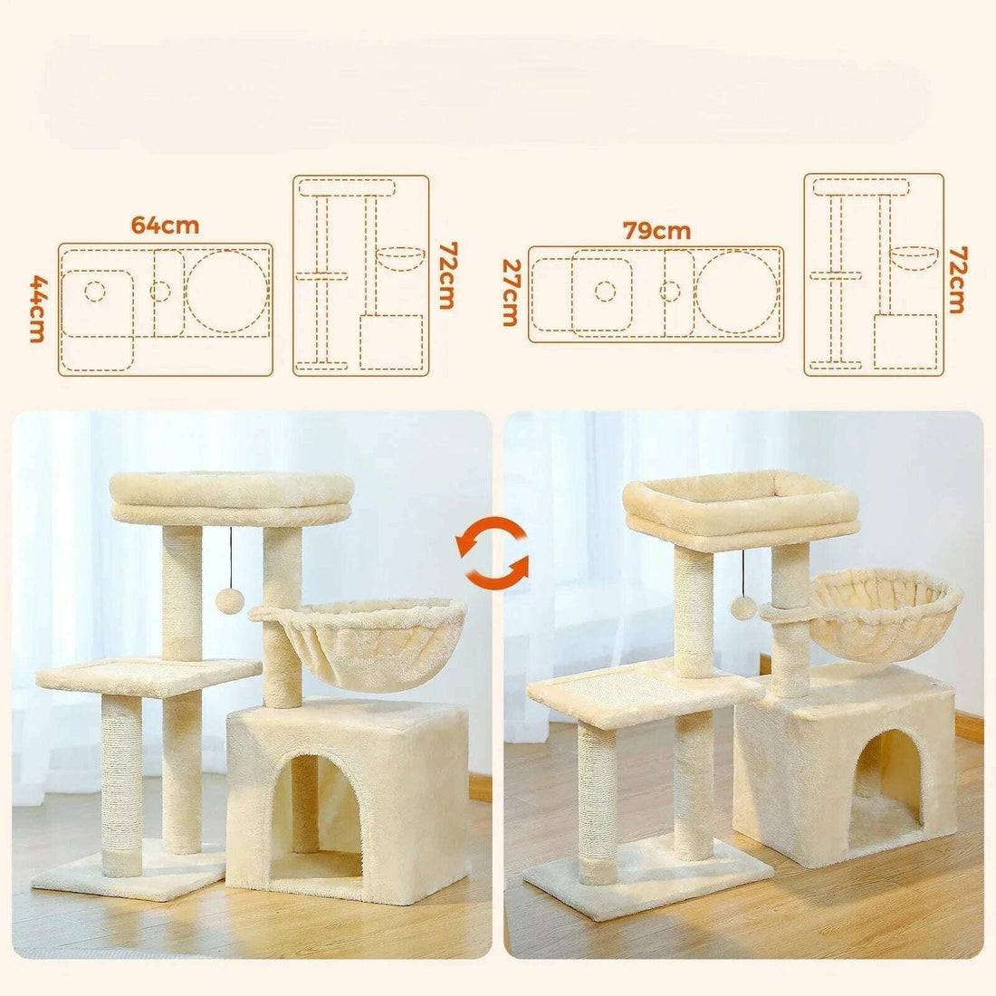 Arbre à chat compact, détail du sisal