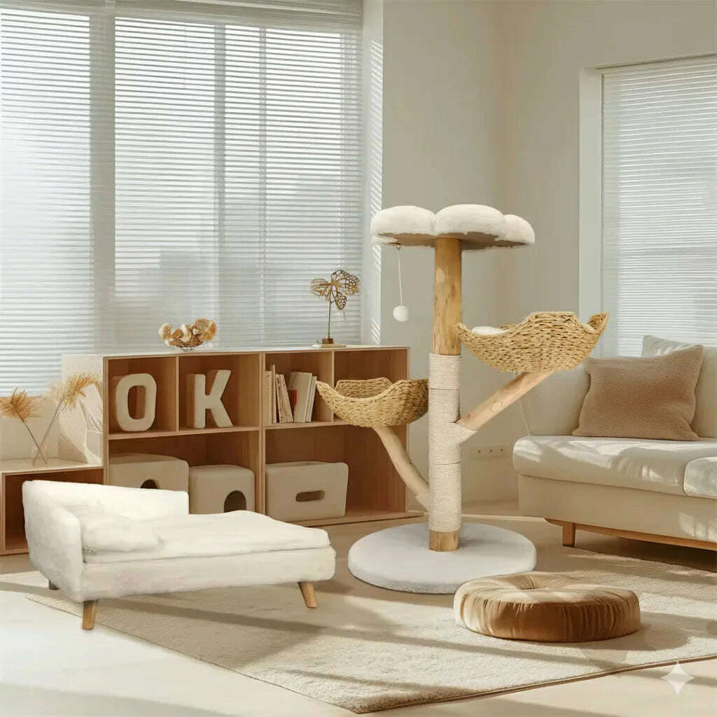 Arbre à chat griffoir en bois massif avec sisal