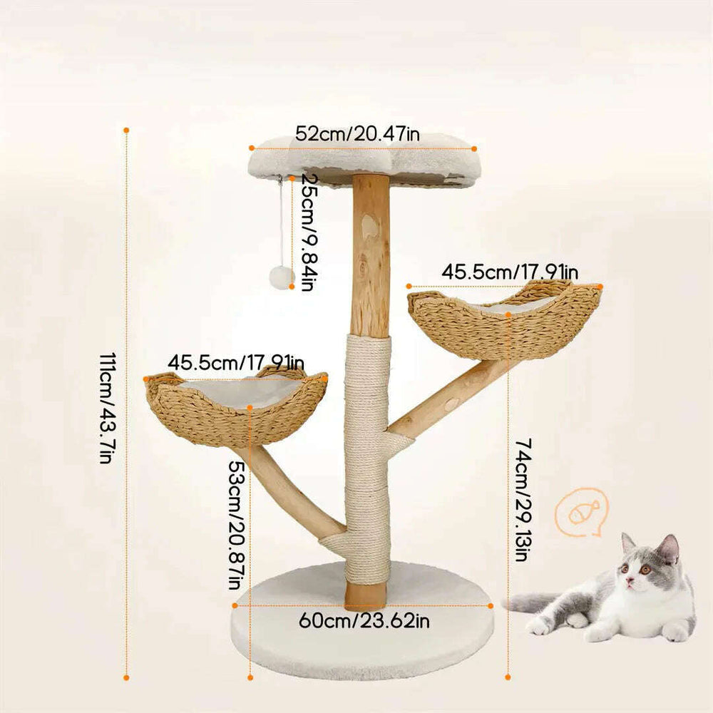 Arbre à chat griffoir en bois massif avec sisal