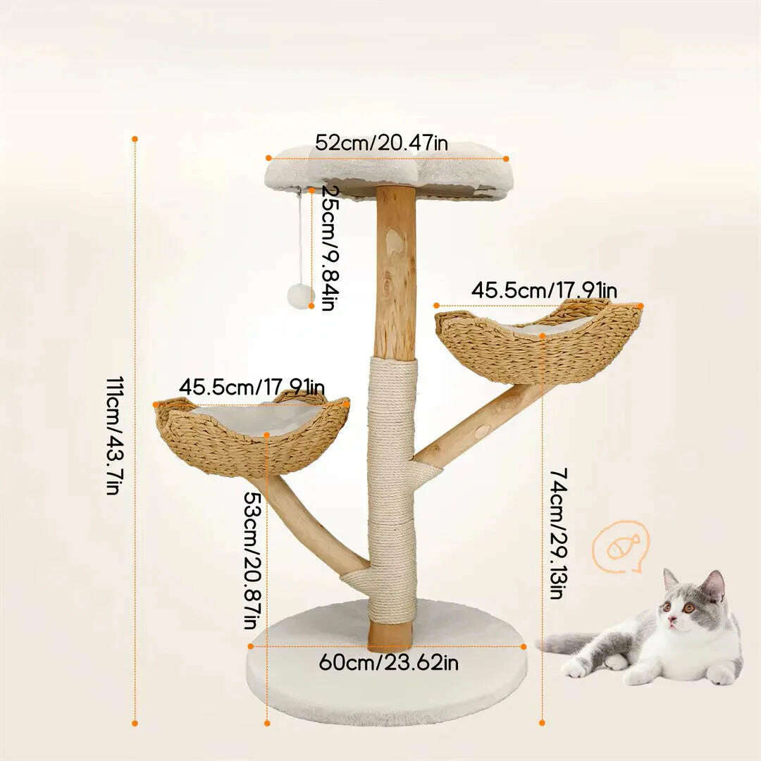 Arbre à chat griffoir en bois massif avec sisal