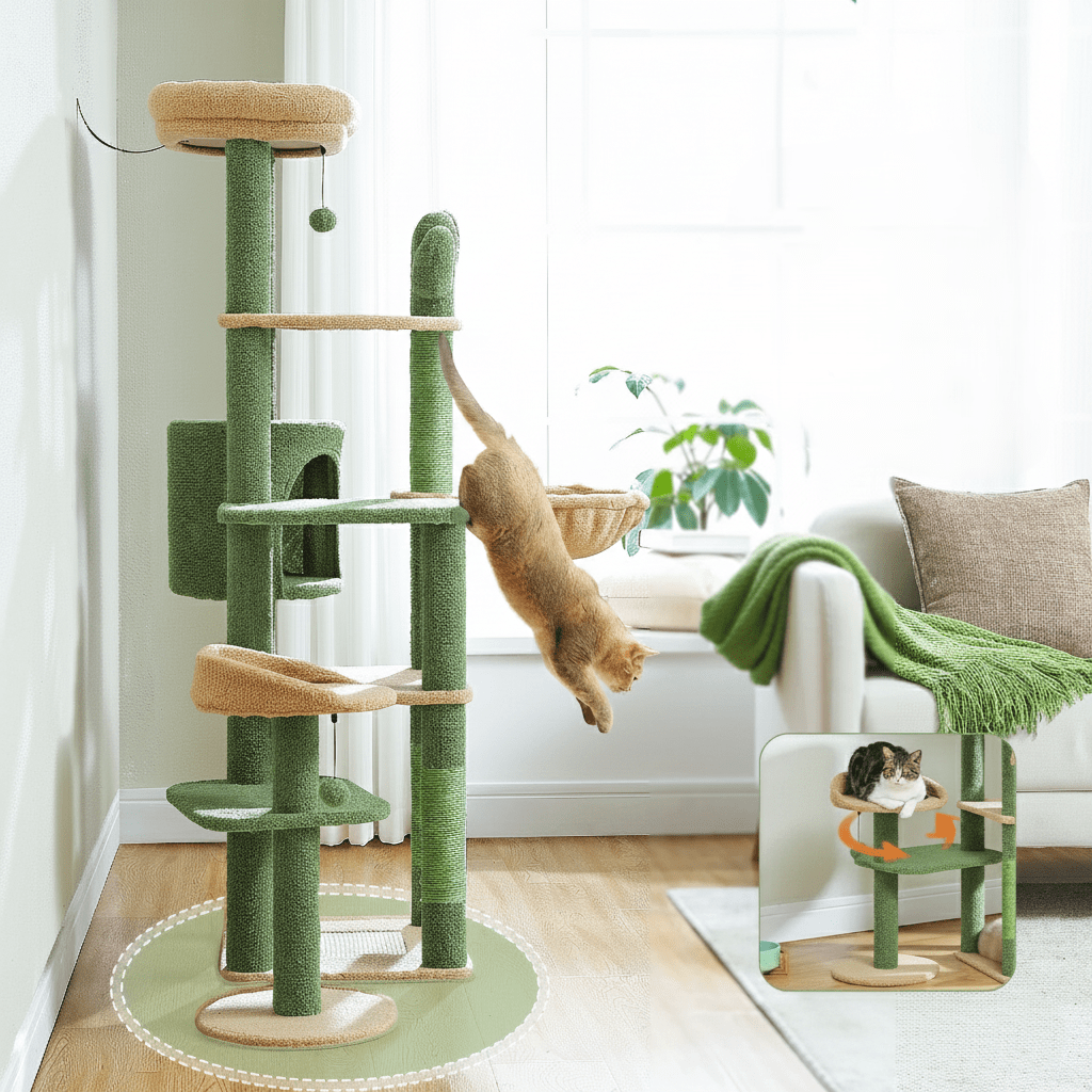 Arbre à chat maine coon style désert, vue de côté