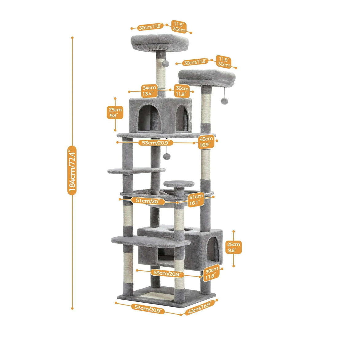 Grand arbre à chat design, plateformes et griffoir sisal