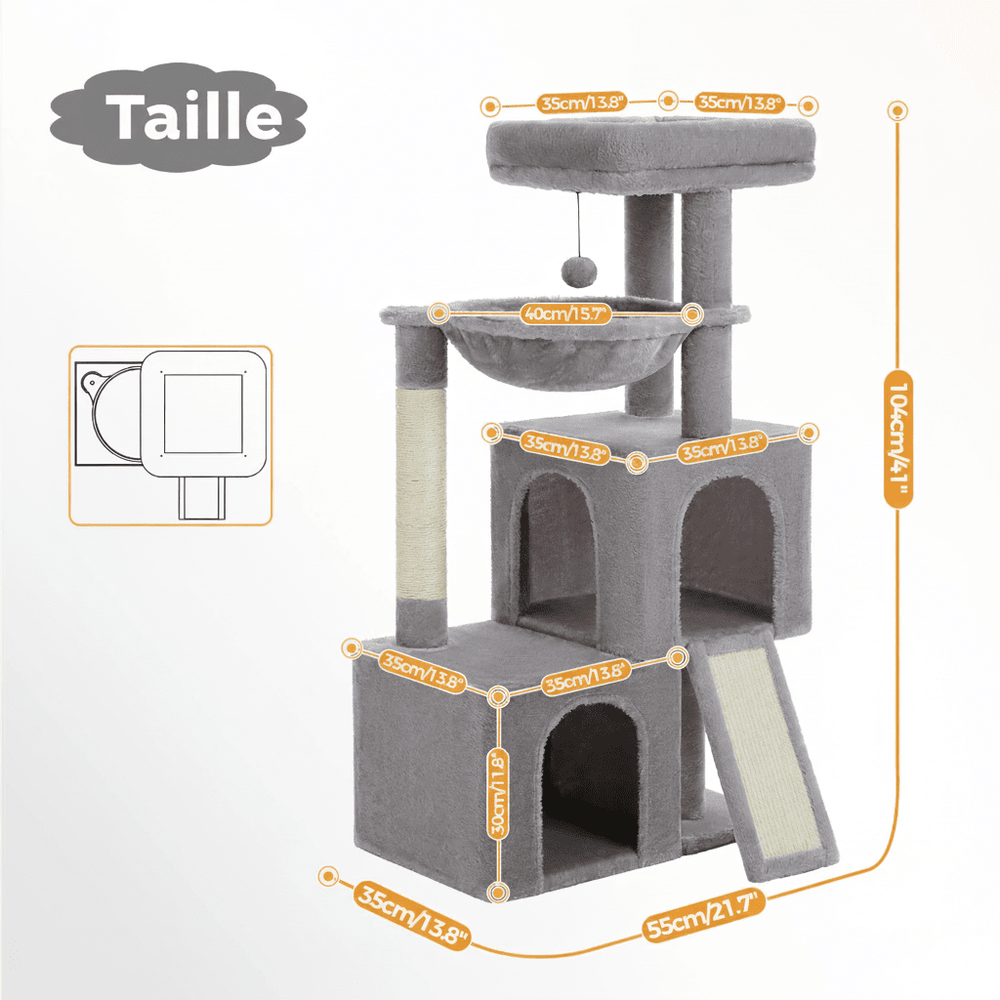 Arbre à chat Maine Coon solide, niche et hamac