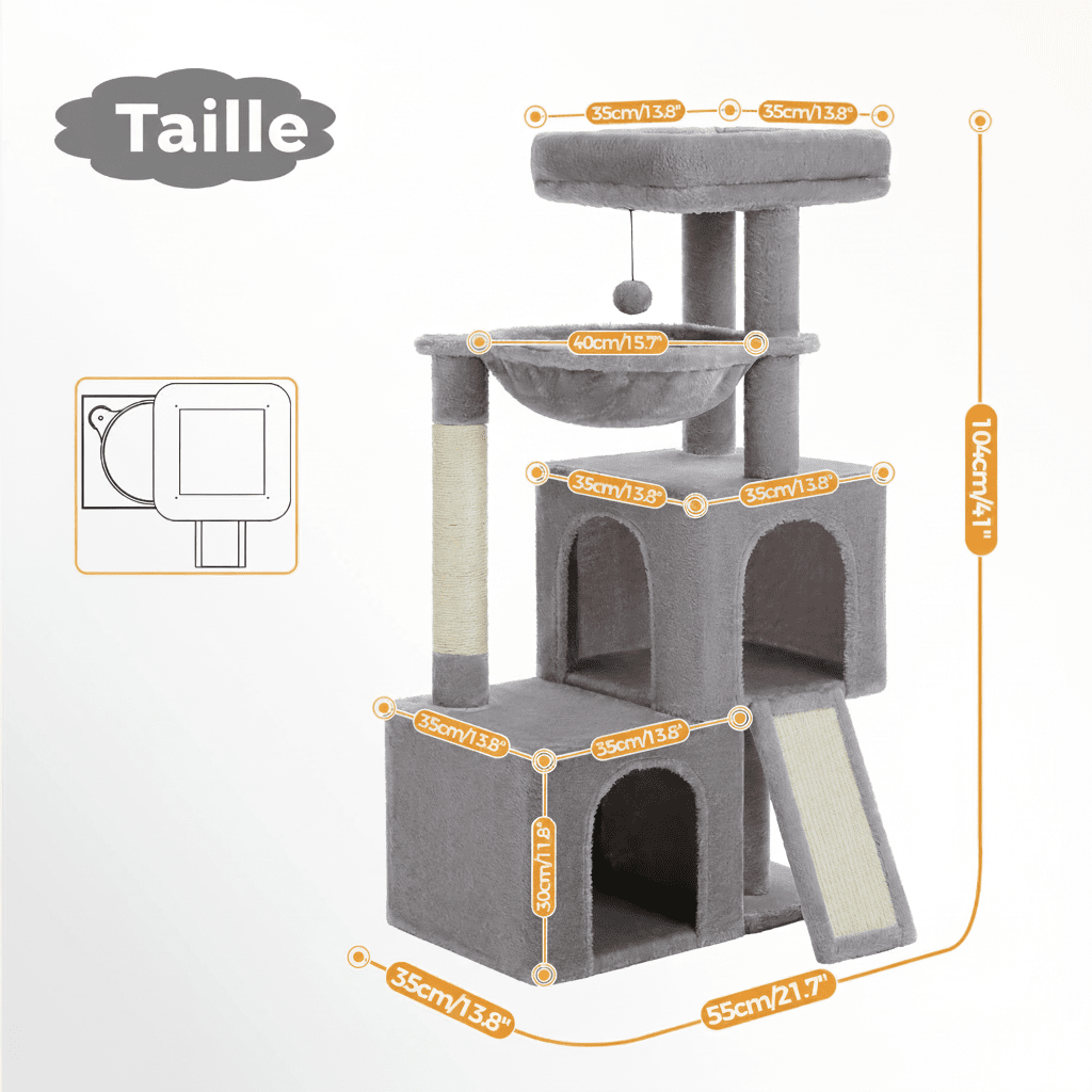 Arbre à chat Maine Coon solide, niche et hamac