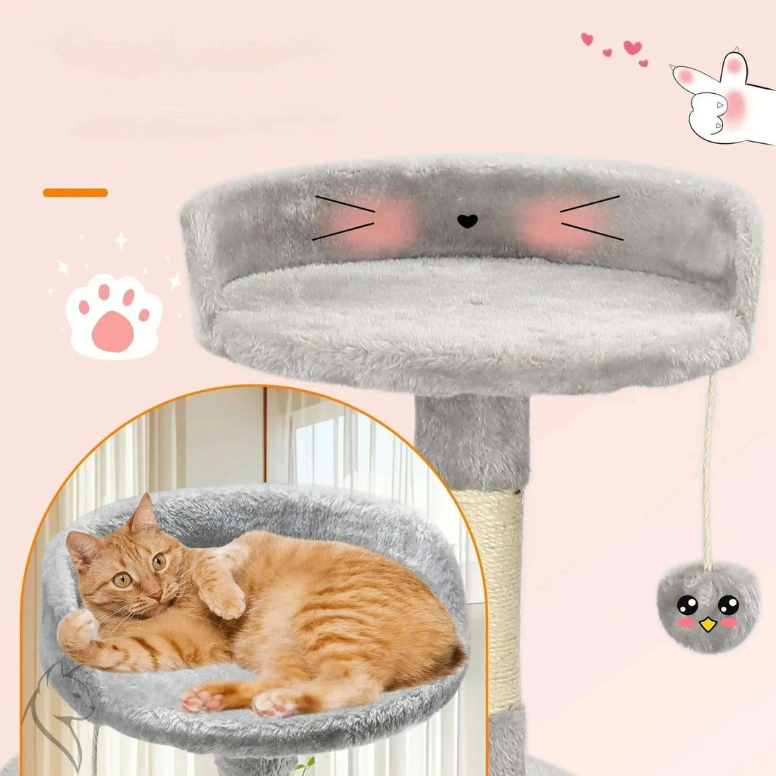 Arbre à chat gris, en situation salon