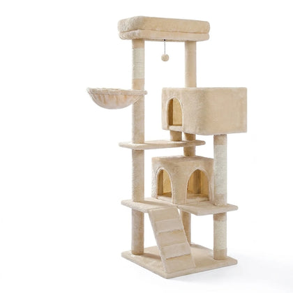 Arbre à chat 106 cm avec échelle et niches Beige