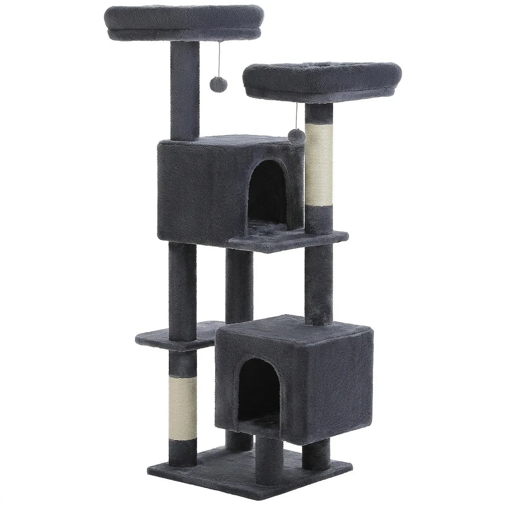 Arbre à chat cactus 133 cm à deux niches Gris foncé
