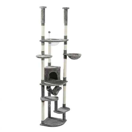 Telescopic multi-level cat tree, gray