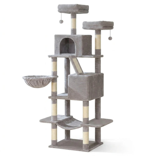 Arbre à chat d'angle avec panier suspendu Gris